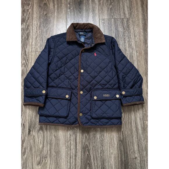 Polo Ralph Lauren Boys Size 5 Diamond Quilted Signature Barn Blue Winter Jacket